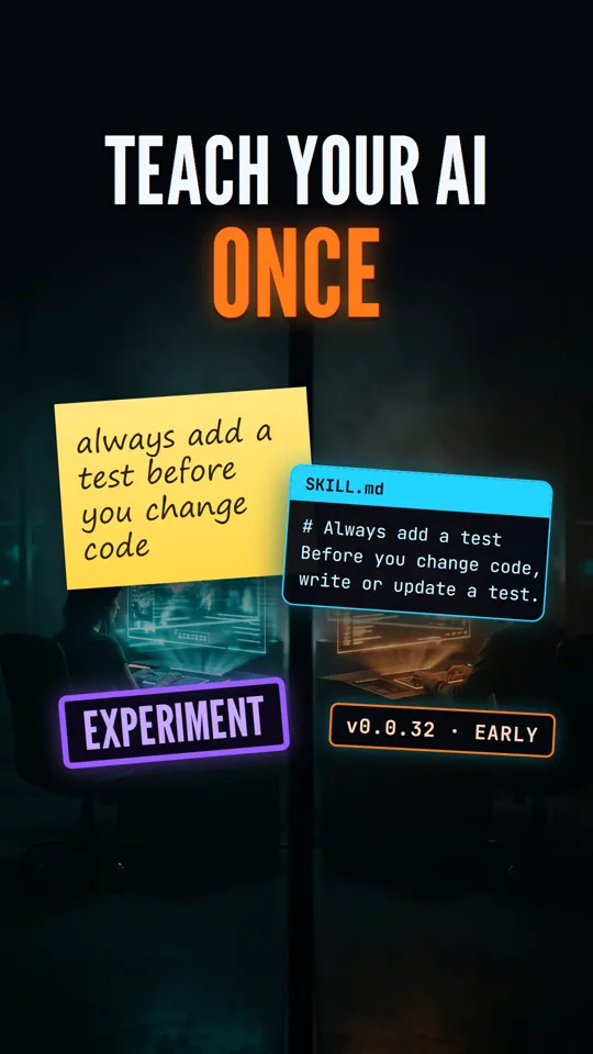 Frame from the AI Stack Signal reel: This Free Tool Stops You Repeating Yourself to AI Coding Agents